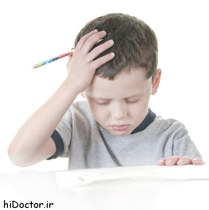 young boy stressed with work