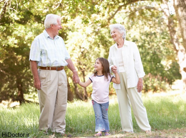 Grandparents In Park With Granddaughter