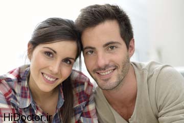 Portrait of cute young couple relaxing at home