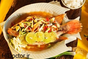 Thai food - Red snapper with garlic, chili, lemon grass and lemon