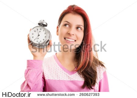 stock-photo-look-look-i-m-up-on-time-young-girl-in-pyjamas-holding-an-alarm-clock-isolate-on-white-background-260627393