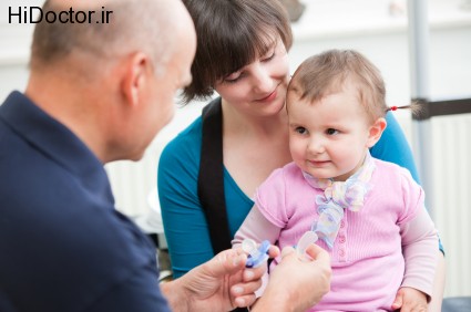 Cure girl at dentist with mother, both learning about dental hygiene