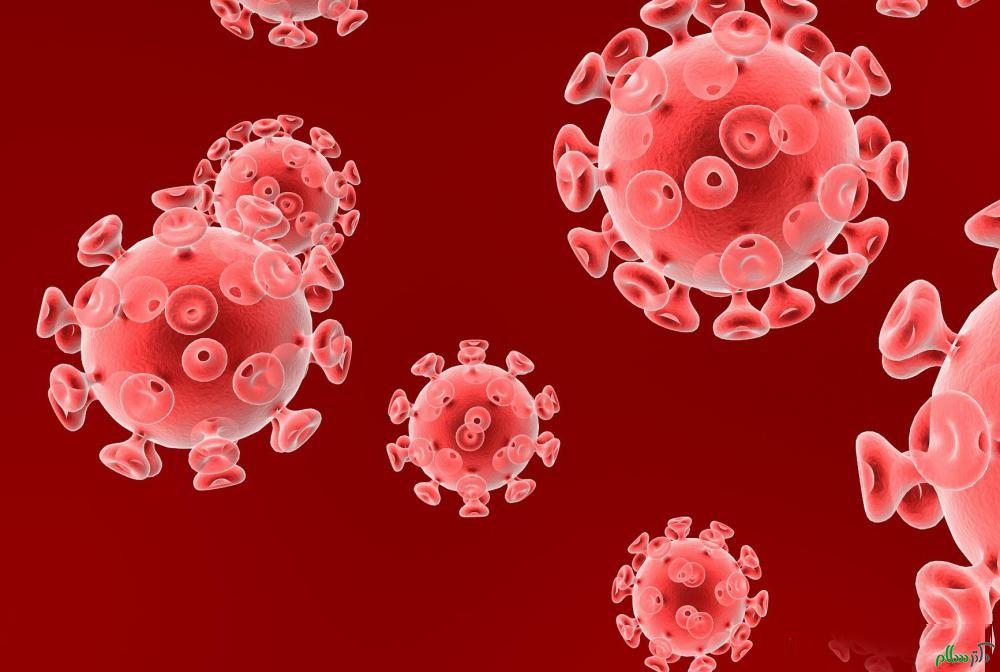 virus-cells-on-red-background