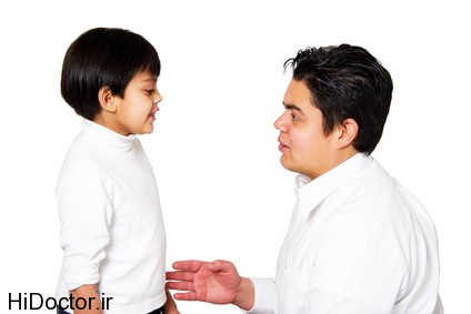 Father talking to son