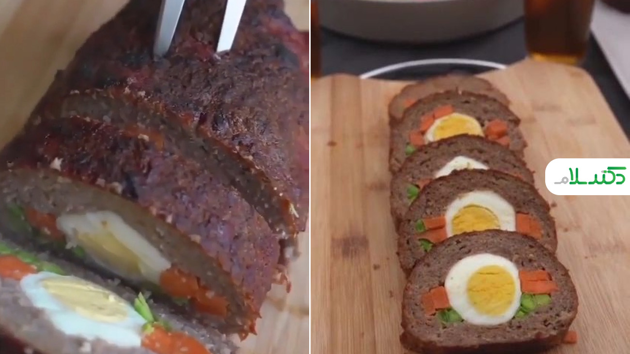 طرز تهیه رولت گوشت و تخم مرغ متفاوت و خوشمزه +ویدئو
